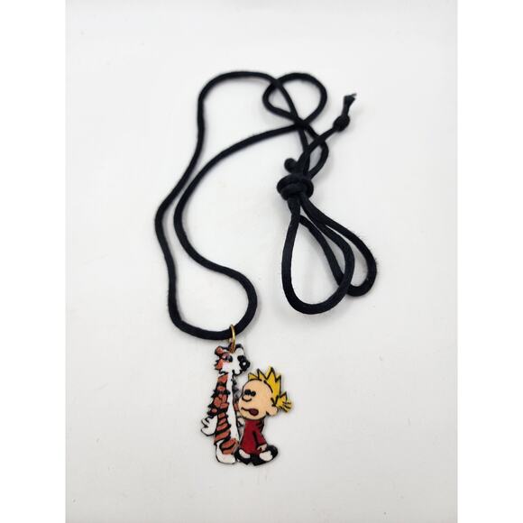 VTG 90s Calvin and Hobbes Composite Pendant Artisan Charm Necklace Jewelry - Picture 3 of 6